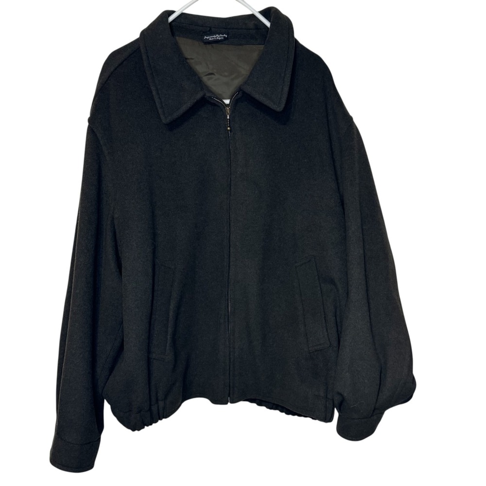 Sar- Felice Mens Bomber Jacket Vintage 90's Full Zip Cashmere Lined Green XL